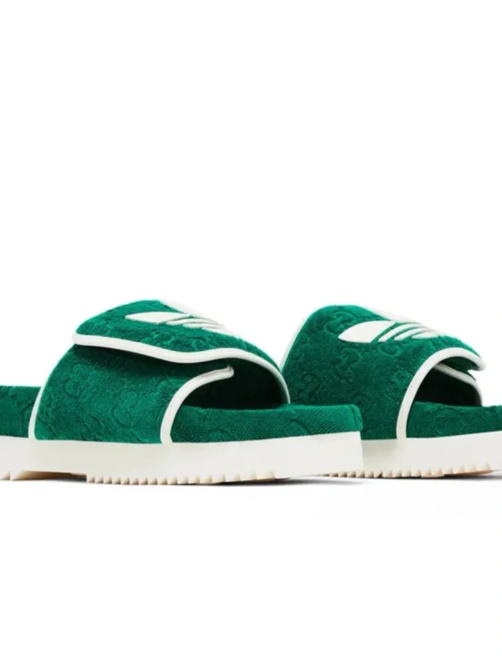 Gucci X Adidas, limited edition, pool slides, GG monogram size 11 Italy
